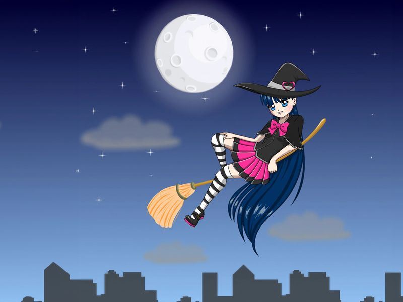 Kawaii Fliegende Hexe Anziehspiel