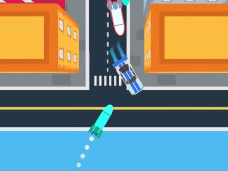Auto gegen Rakete
