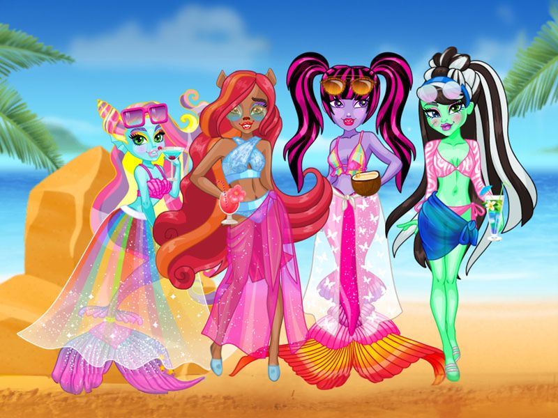 Fiesta en la playa de la escuela de monstruos